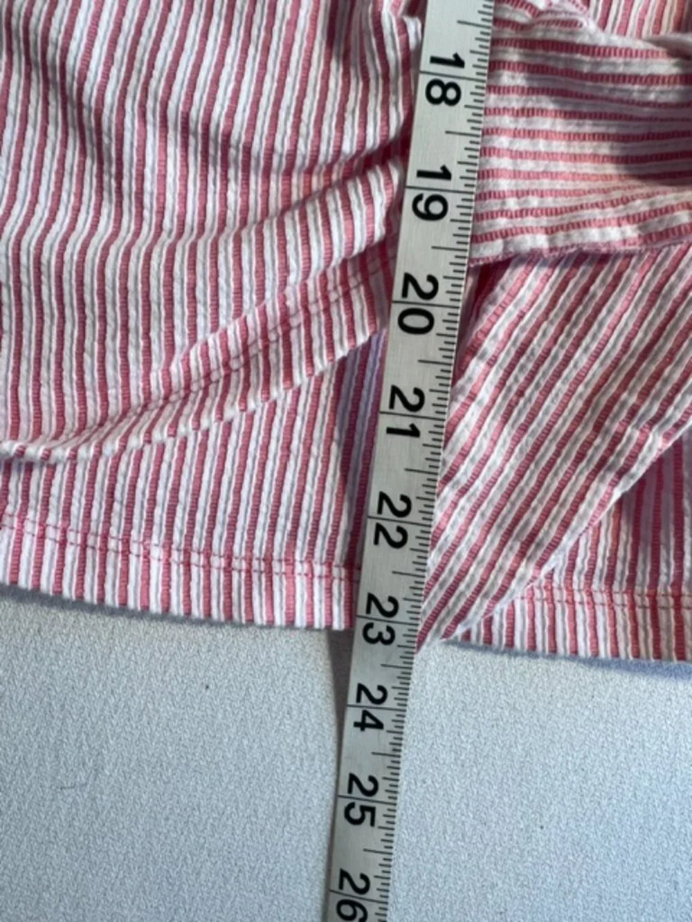MICHAEL KORS short-sleeve wrap top pink white vertical stripes v neck‎ Women's